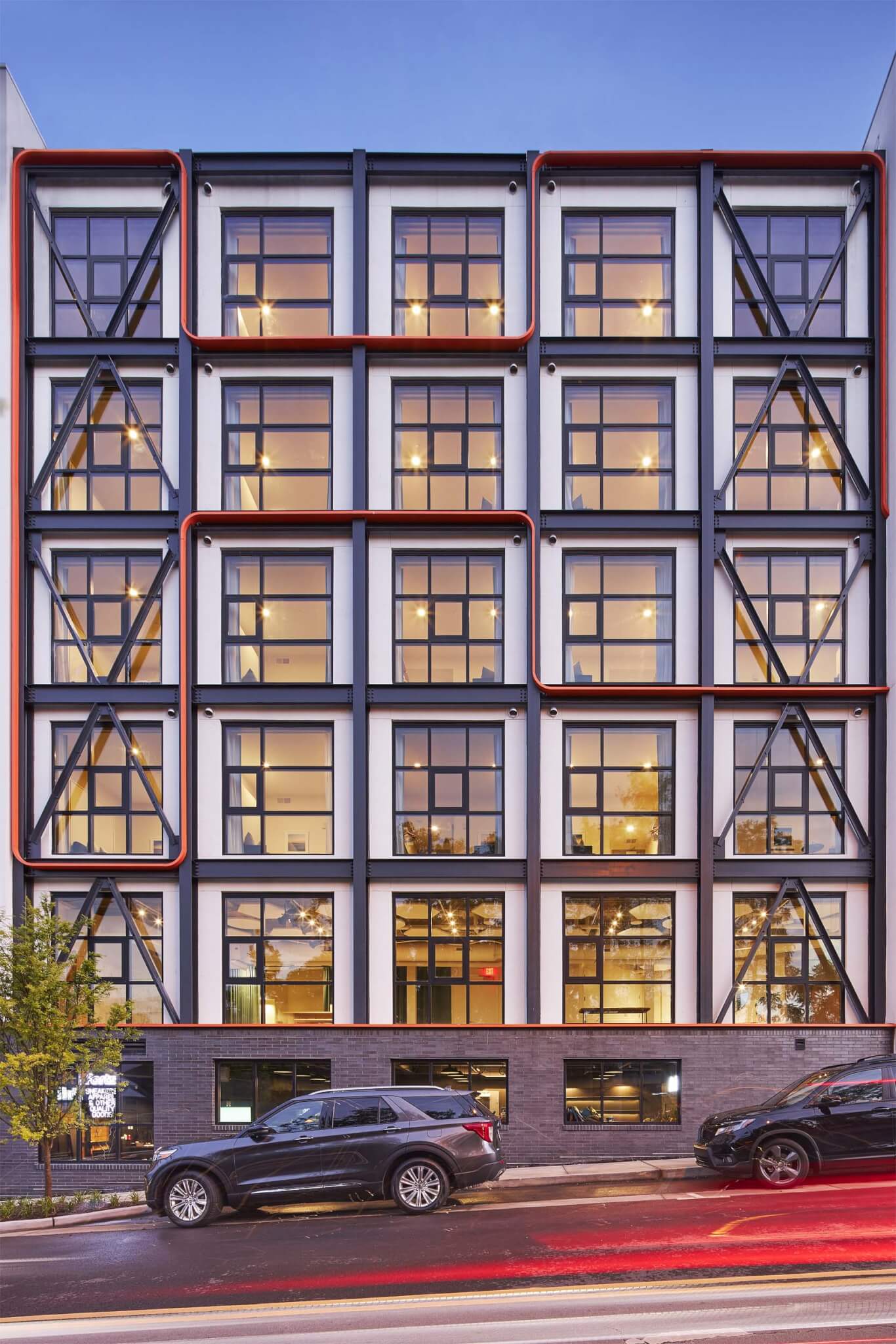 building with large square windows