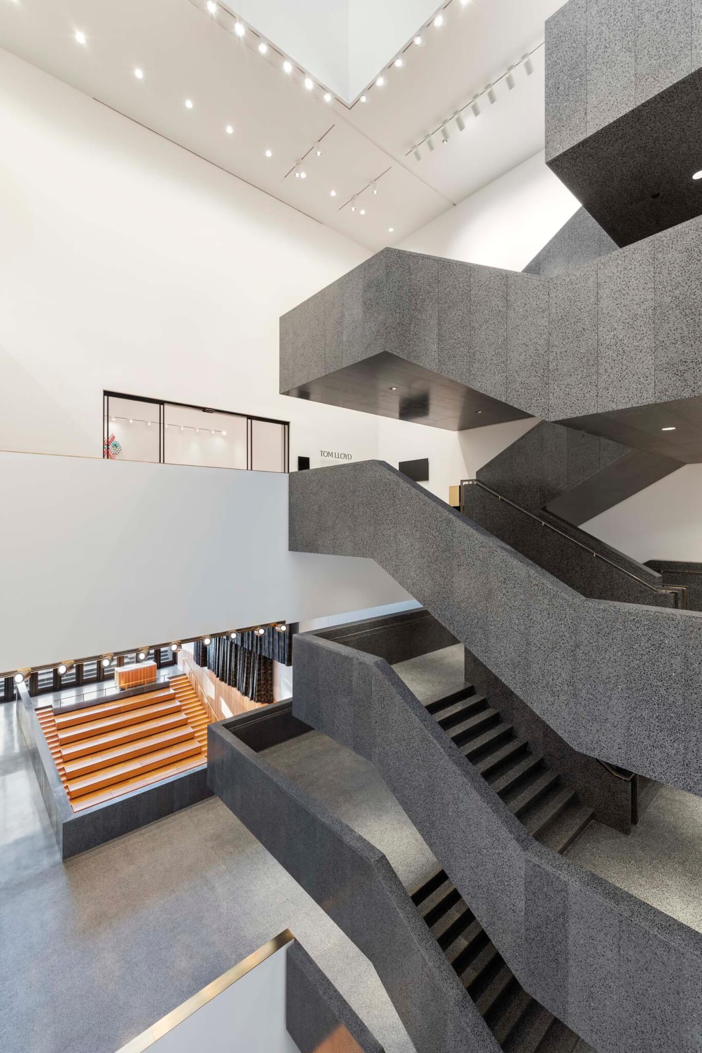 gray concrete stairs in studio museum