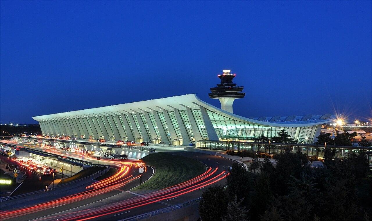 dulles international airport at dusk