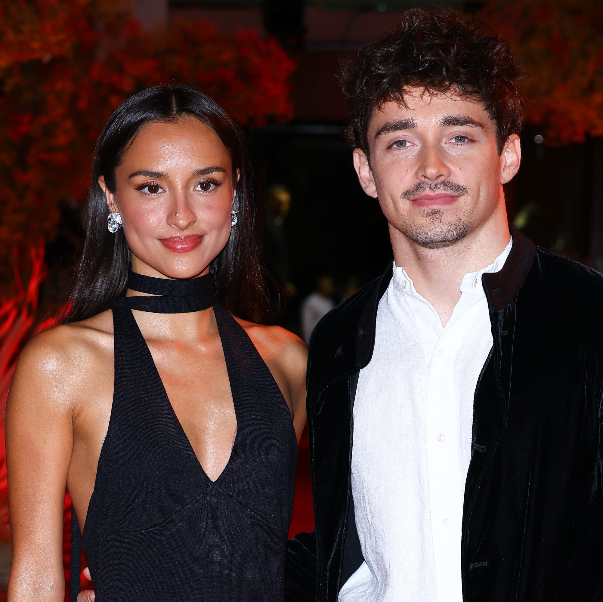 monaco, monaco may 26: (editors note : no tabloids web print, no daily mail, no daily mail group, no bild, no chi, no voici, no closer) alexandra saint mleux and race winner charles leclerc of monaco and ferrari attend the gala dinner for the f1 grand prix of monaco on may 26, 2024 in monaco, monaco. (photo by marc piasecki/getty images)