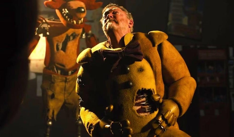 confrontation between two animatronic characters