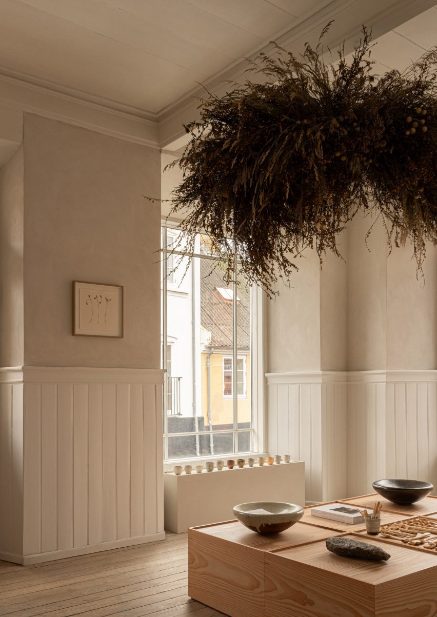 Artworks over wooden table