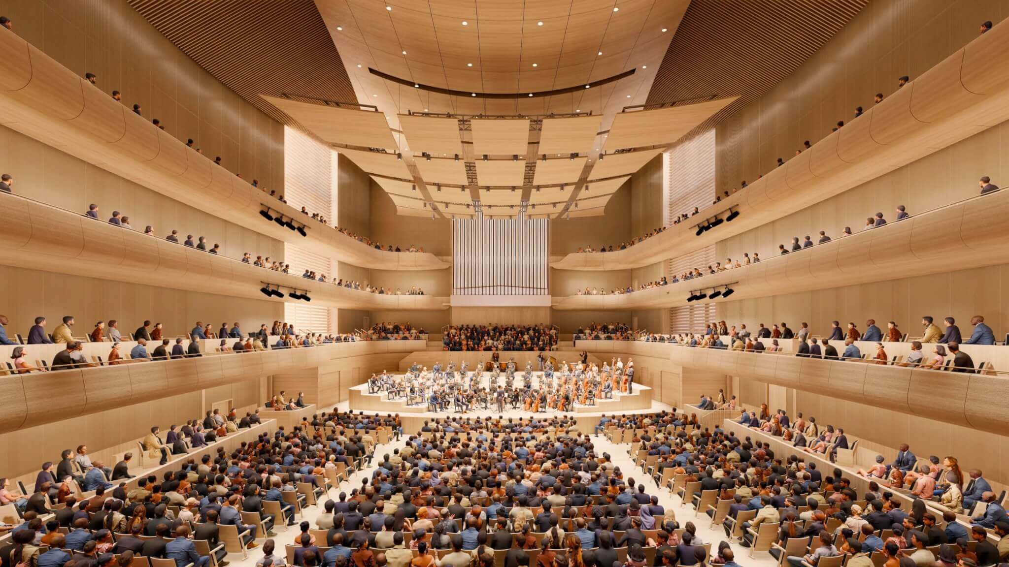 Interior rendering of Sarasota Orchestra's concert hall
