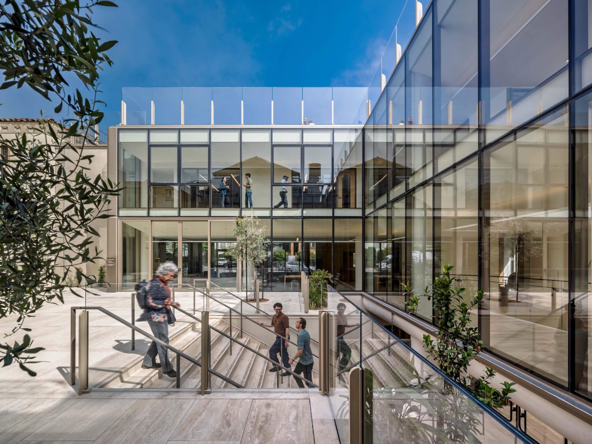 courtyard and steps and glass addition