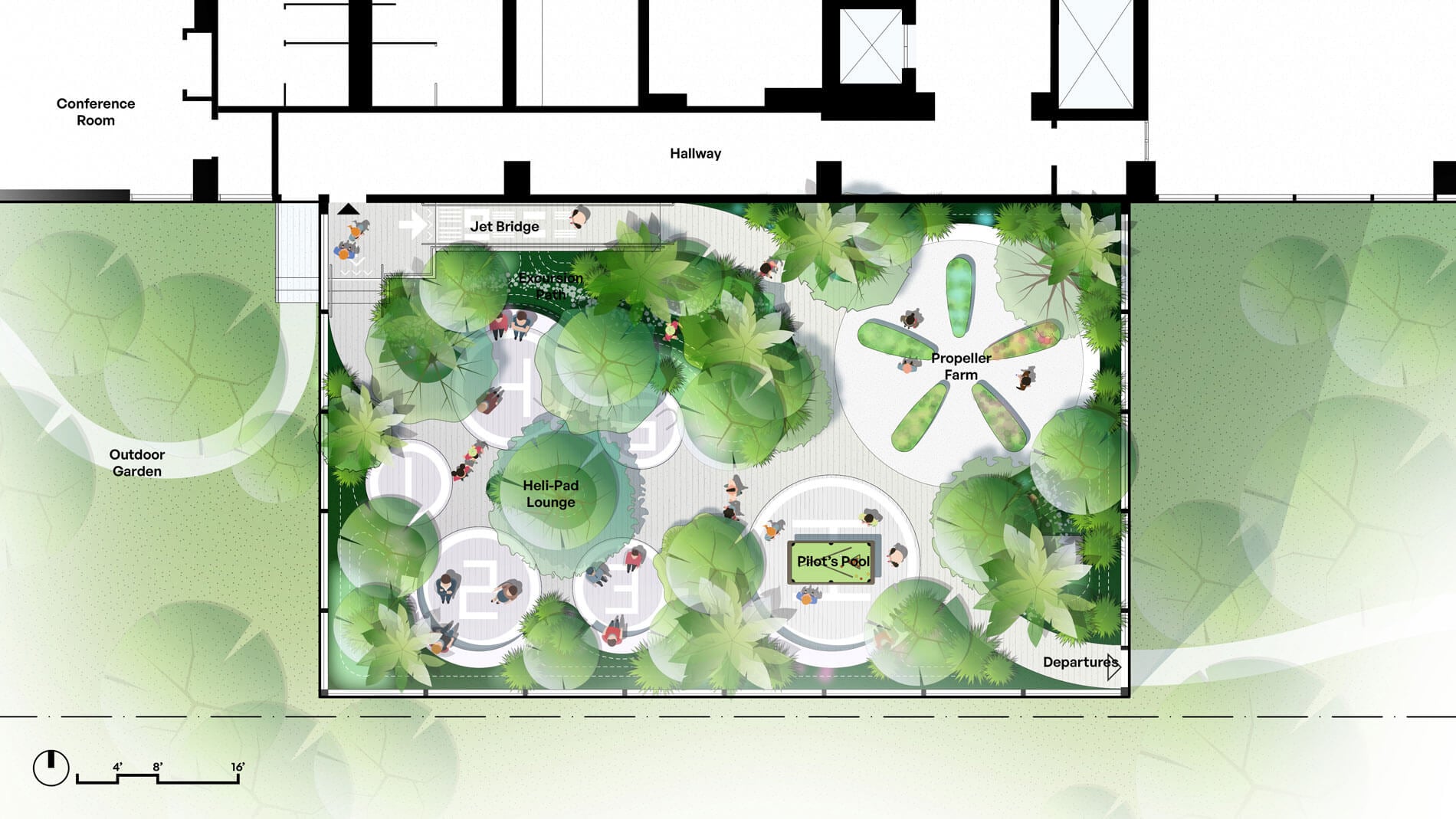 Plan drawing of the Aviation Garden 