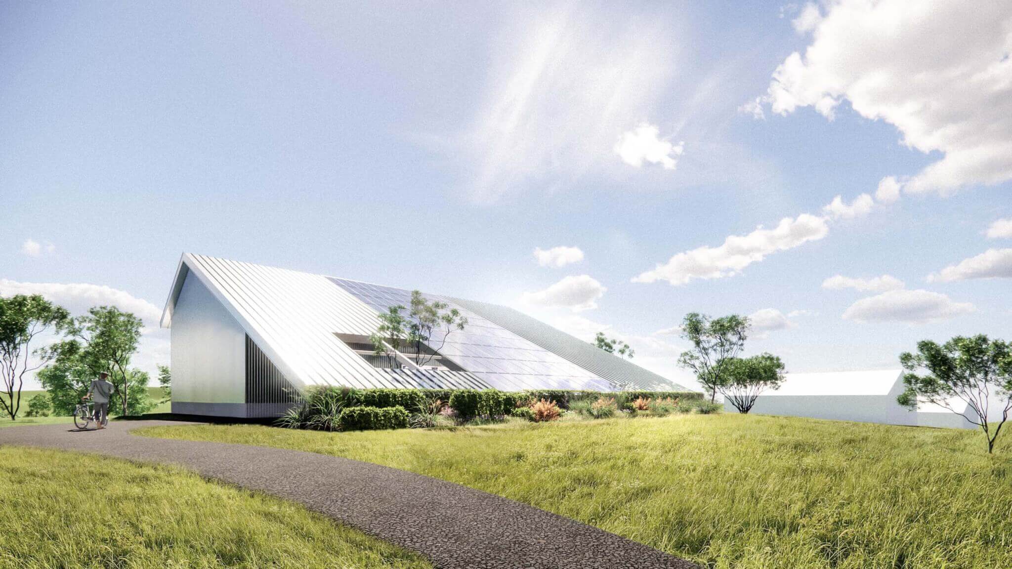 Exterior rendering of the Ayvock Pavilion at Art Omi