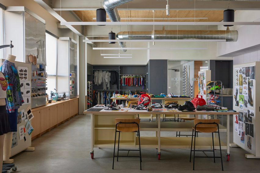 A creative atelier displaying apparel and accessories in development