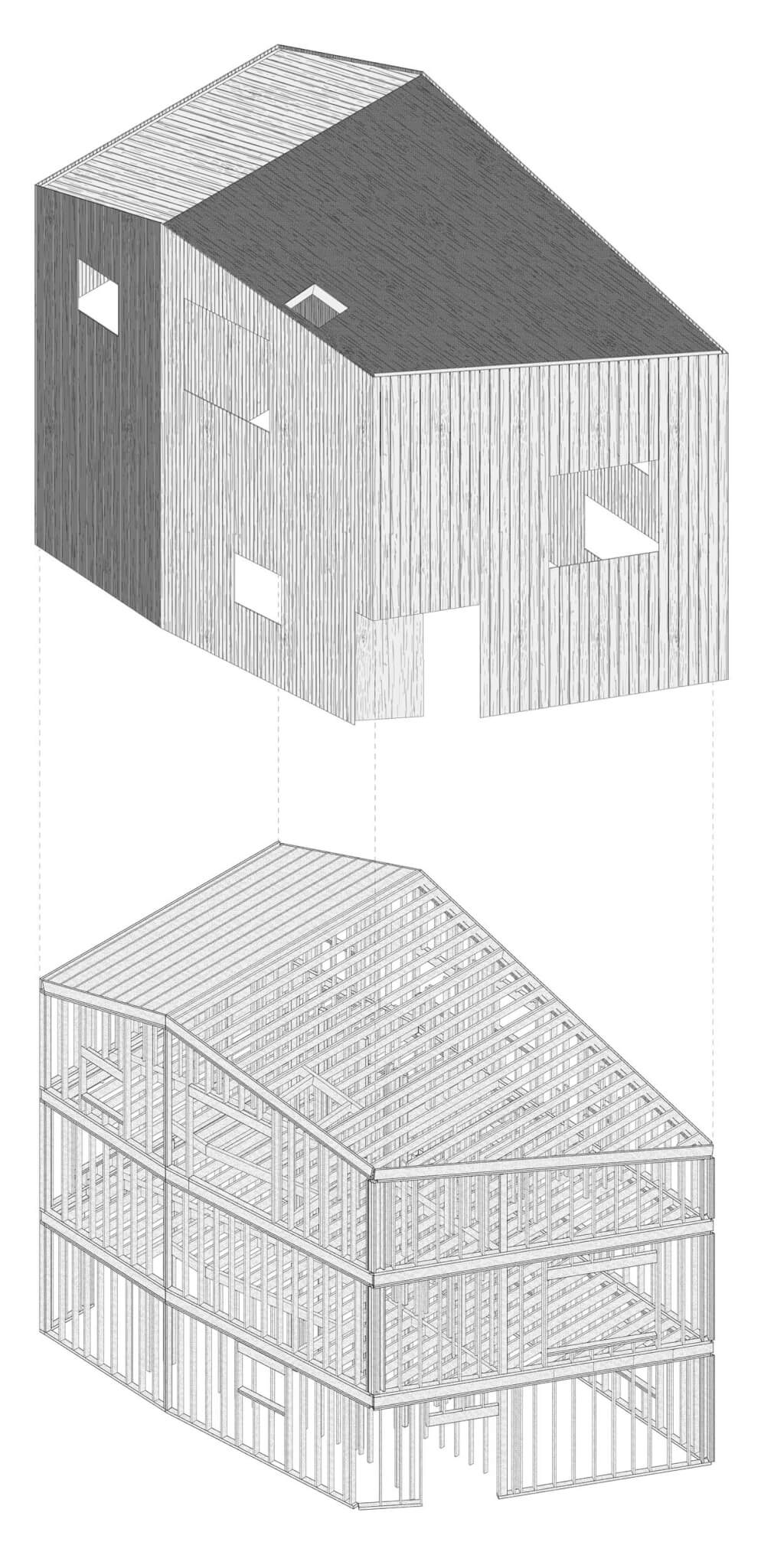 drawings and axon of house by david jaehning
