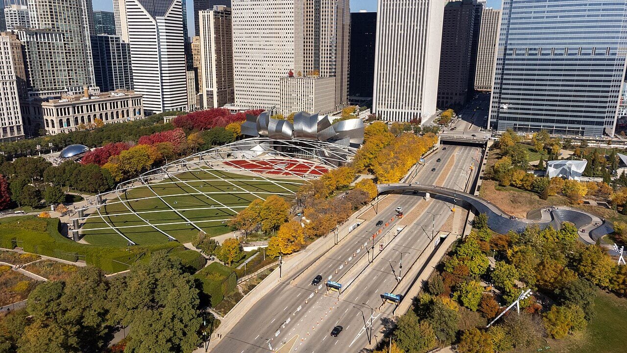 aerial view of millennium park