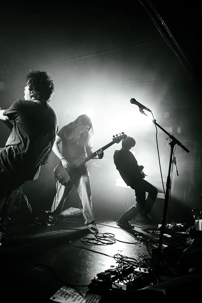 group shot of the band samsara, performing their latest album at mercury lounge