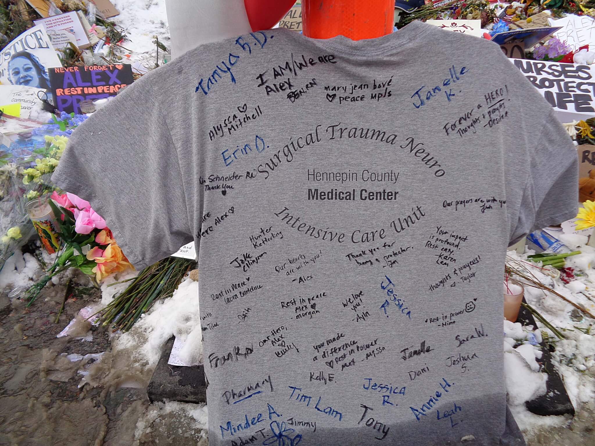 a shirt with names on it