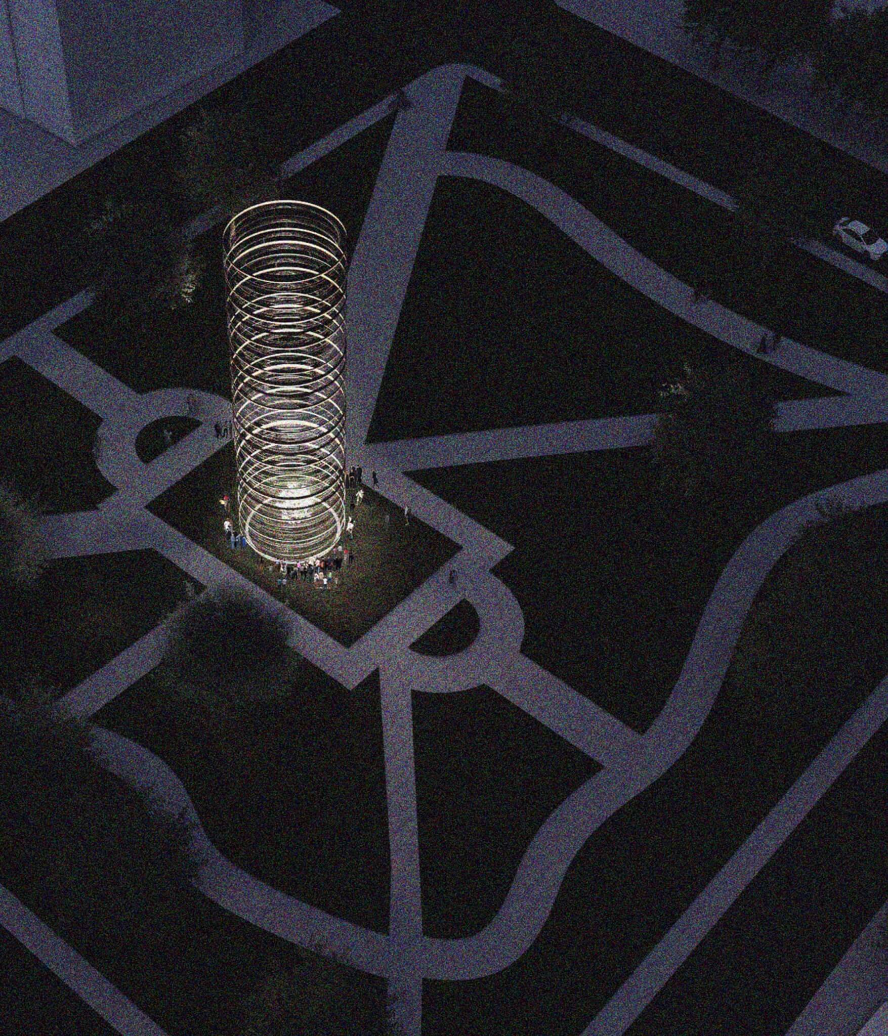 Nighttime rendering of Hood Design Studio's 