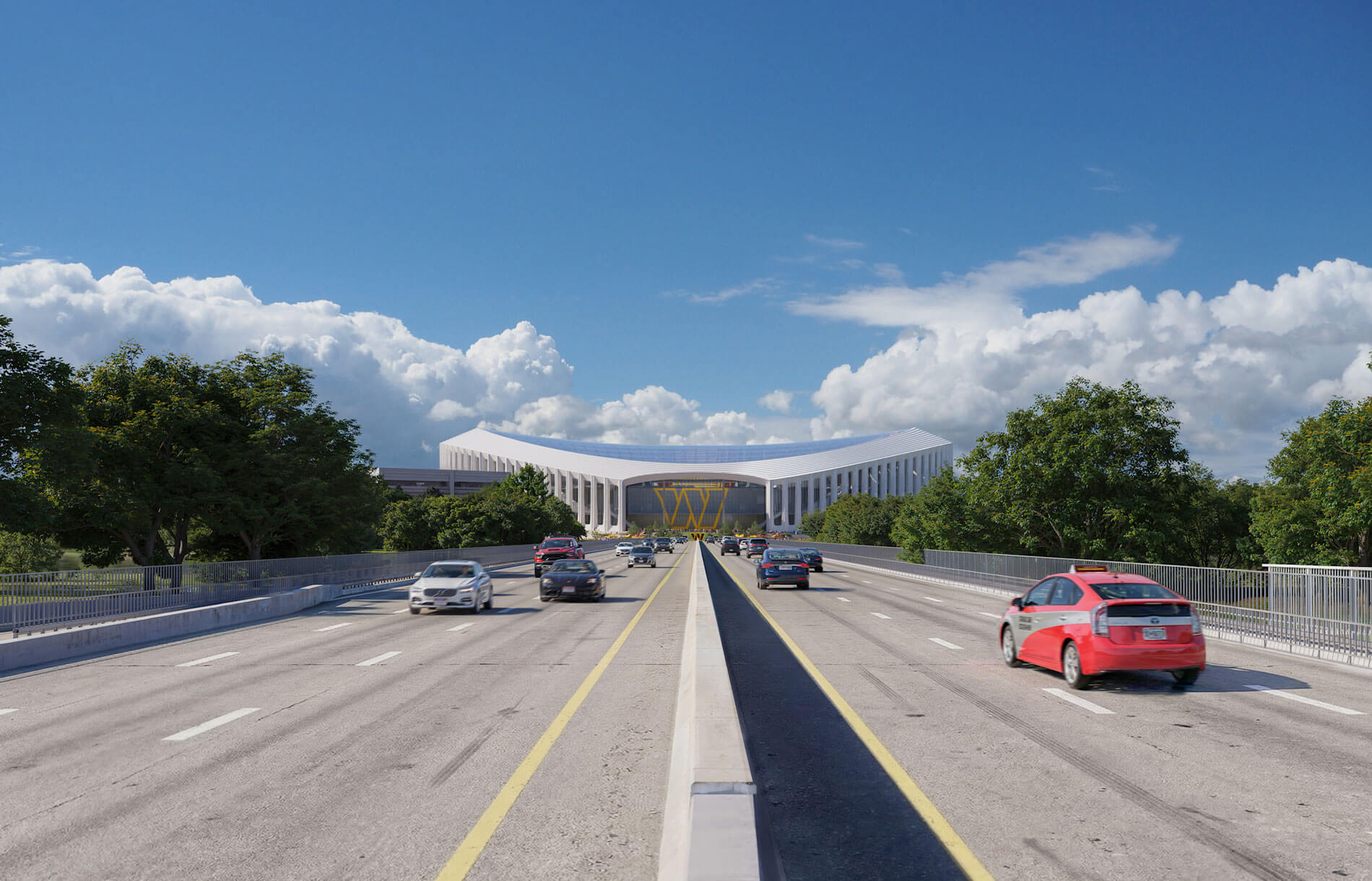 road and view of washington commanders stadium